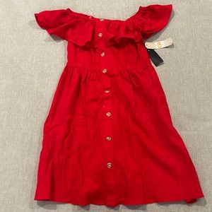 Red off the shoulder dress